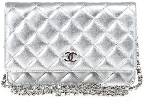 chanel wallet silver|chanel chain wallet bag.